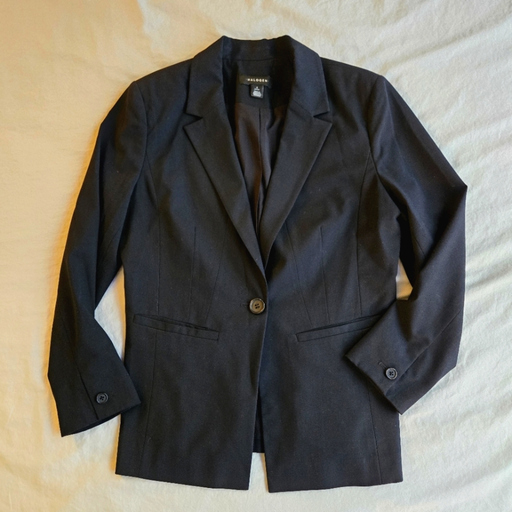 Halogen 4P Women's Black Single Button Blazer